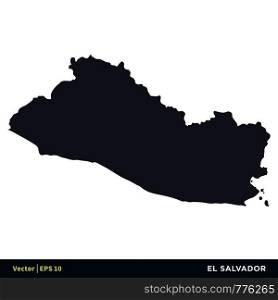 El Salvador - North America Countries Map Icon Vector Logo Template Illustration Design. Vector EPS 10.