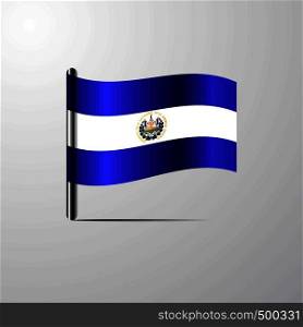 El Salvador waving Shiny Flag design vector