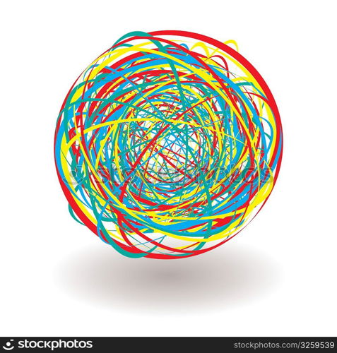 elastic band tangle icon with bright vibrant colors