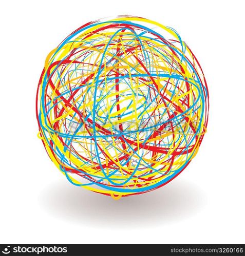elastic or rubber band ball illustration with bright colors and shadow