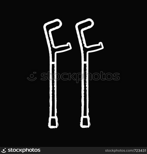Elbow crutches chalk icon. Mobility aid. Isolated vector chalkboard illustration. Elbow crutches chalk icon