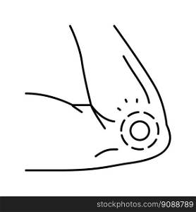 elbow pain body ache line icon vector. elbow pain body ache sign. isolated contour symbol black illustration. elbow pain body ache line icon vector illustration