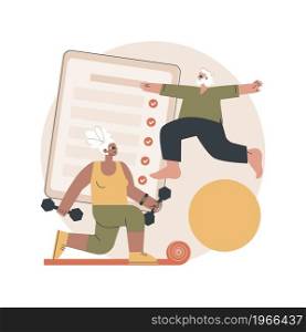 Elder fitness abstract concept vector illustration. Exercise program for seniors, aqua fitness, active lifestyle, health support, fitness program for old people, healthcare abstract metaphor.. Elder fitness abstract concept vector illustration.
