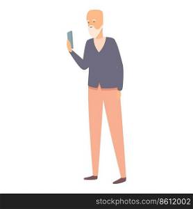 Elder use video call icon cartoon vector. Old person. Mobile senior. Elder use video call icon cartoon vector. Old person
