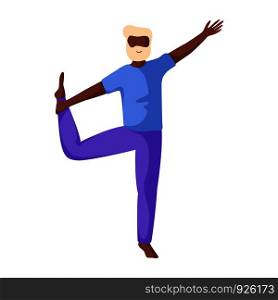 Elderly african american man doing yoga or stretching, old person doing sport exercise and meditation. male flat character on white background, vector illustration. Yoga Different People