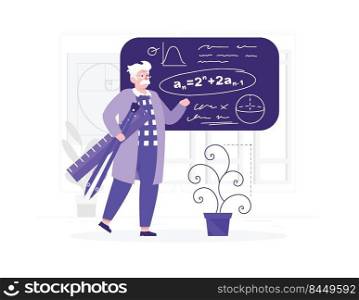 Elderly male teacher stand on lesson at the blackboard