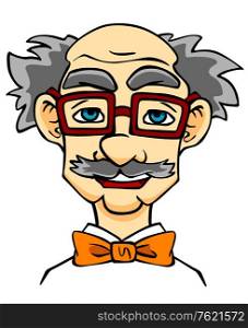 Elderly man in eyeglasses. Senior in cartoon style