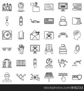 Elearning icons set. Outline style of 36 elearning vector icons for web isolated on white background. Elearning icons set, outline style