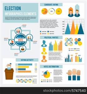 Election and voting icon infographic set with candidates debates symbols and charts vector illustration