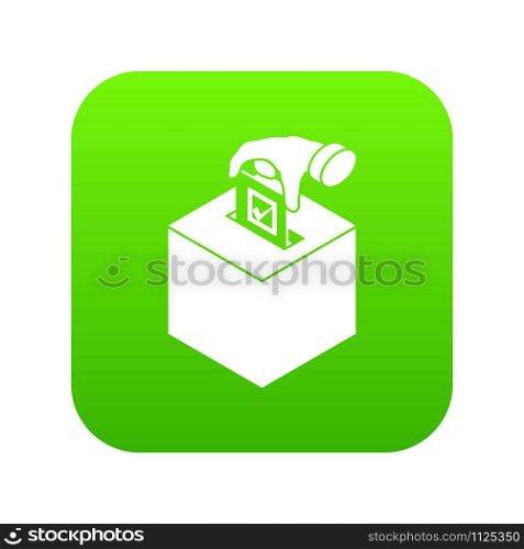 Election box icon green vector isolated on white background. Election box icon green vector
