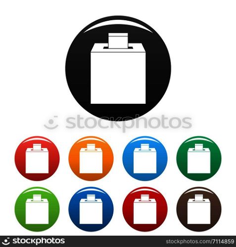 Election box icons set 9 color vector isolated on white for any design. Election box icons set color