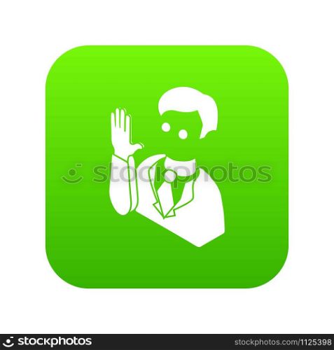 Election candidate oath icon green vector isolated on white background. Election candidate oath icon green vector