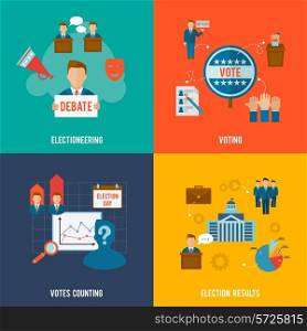 Election design concept set with votes counting flat icons isolated vector illustration