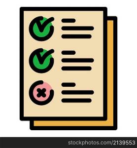 Election form icon. Outline election form vector icon thin line color flat on white. Election form icon color outline vector