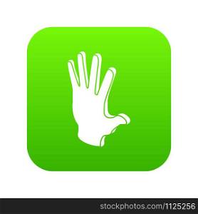 Election greeting hand icon green vector isolated on white background. Election greeting hand icon green vector