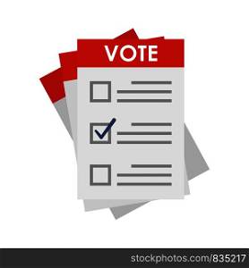 Election paper icon. Flat illustration of election paper vector icon for web isolated on white. Election paper icon, flat style