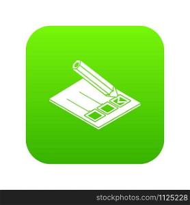 Election paper icon green vector isolated on white background. Election paper icon green vector