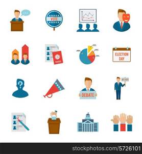 Election political and government voting process icon flat set isolated vector illustration