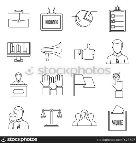 Election voting icons set. Outline illustration of 16 Election voting vector icons for web. Election voting icons set, outline style