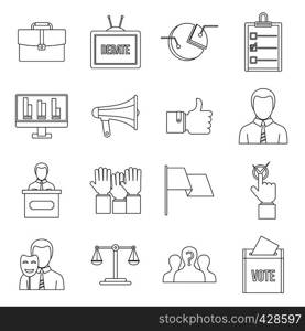 Election voting icons set. Outline illustration of 16 Election voting vector icons for web. Election voting icons set, outline style