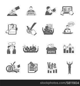 Elections and voting flat grey icons set isolated vector illustration. Election Icons Set
