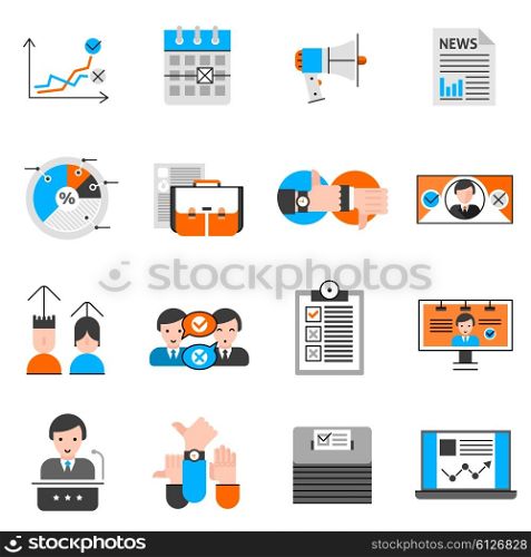 Elections And Voting Icons Set. Elections and voting line icons set with speech and choice symbols flat isolated vector illustration