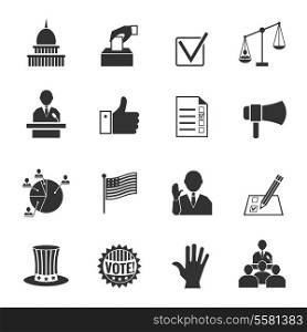Elections and voting icons set with ballot box check signs and flags isolated vector illustration