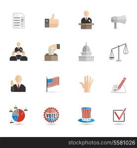 Elections and voting icons set with ballot mark sign hand flag isolated vector illustration