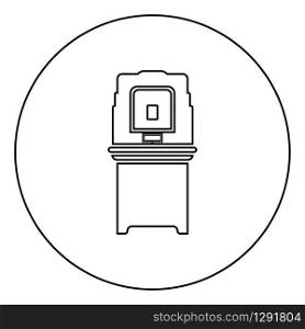 Electoral voting machine Electronic EVM Election equipment VVPAT icon in circle round outline black color vector illustration flat style simple image. Electoral voting machine Electronic EVM Election equipment VVPAT icon in circle round outline black color vector illustration flat style image