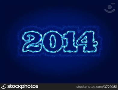 Electric 2014 year sign with blue lightnings