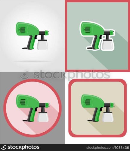 electric airbrush tools for construction and repair flat icons vector illustration isolated on background