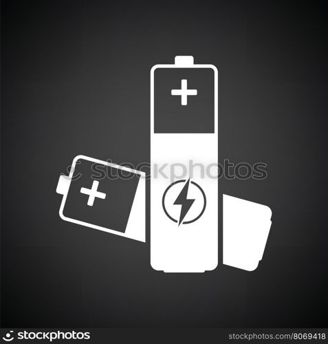 Electric battery icon. Black background with white. Vector illustration.