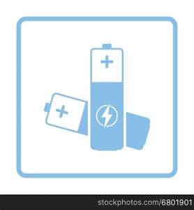 Electric battery icon. Blue frame design. Vector illustration.