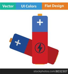 Electric battery icon. Flat color design. Vector illustration.