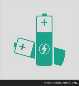 Electric battery icon. Gray background with green. Vector illustration.