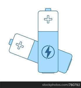 Electric Battery Icon. Thin Line With Blue Fill Design. Vector Illustration.