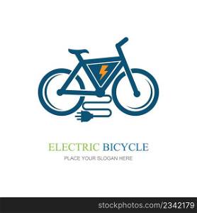 Electric Bike Icon Logo Design Element Electric bicycle with bolt logo design vector illustration.