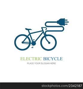 Electric Bike Icon Logo Design ElementElectric bicycle with bolt logo design vector illustration.