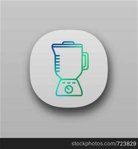 Electric blender with glass pitcher app icon. Stationary blender. Kitchen appliance. UI/UX user interface. Web or mobile application. Vector isolated illustration. Electric blender with glass pitcher app icon