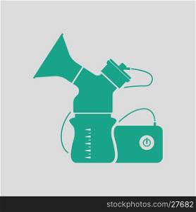 Electric breast pump icon. Gray background with green. Vector illustration.