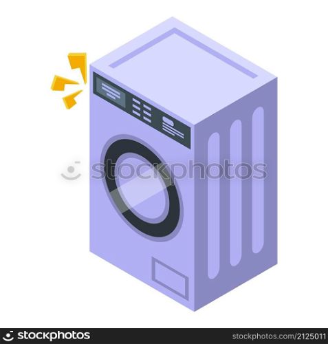 Electric broken wash machine icon isometric vector. Repair appliance. Washing home. Electric broken wash machine icon isometric vector. Repair appliance