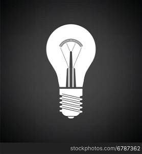 Electric bulb icon. Black background with white. Vector illustration.