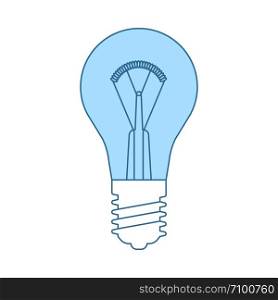 Electric Bulb Icon. Thin Line With Blue Fill Design. Vector Illustration.
