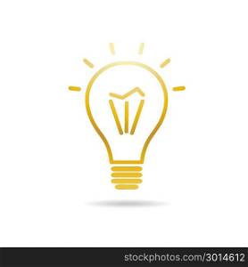 Electric bulb vector. Electric light bulb. Vector symbol in flat style. Golden logo, icon, sign isolated on white background