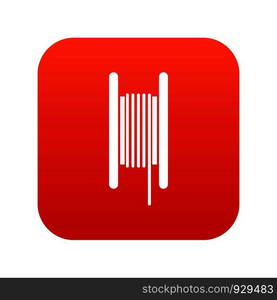 Electric cable in coil icon digital red for any design isolated on white vector illustration. Electric cable in coil icon digital red