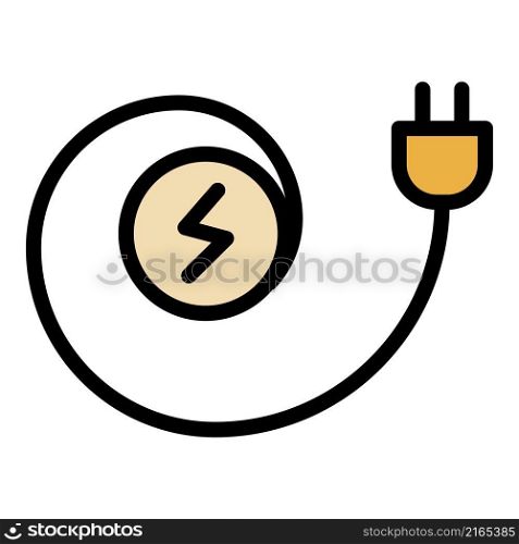 Electric cable plug icon. Outline electric cable plug vector icon color flat isolated. Electric cable plug icon color outline vector