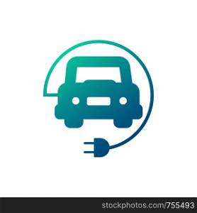 electric car charge parking icon on white background. Vector stock illustration.