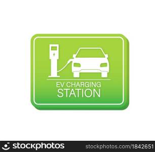 Electric car charging. EV station. Vehicle standing. Electric car charging. EV station. Vehicle standing.