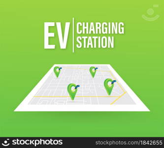 Electric car charging. EV station. Vehicle standing. Electric car charging. EV station. Vehicle standing.