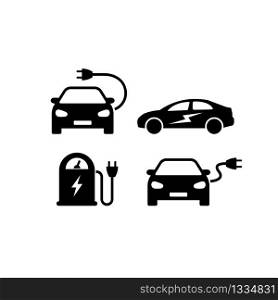 Electric car charging icons set isolated on white background Vector EPS 10